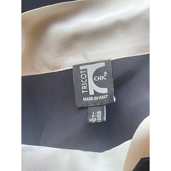 TRICOT Chic Italian womens silk mini dress size 10 black / white - Picture 14 of 15
